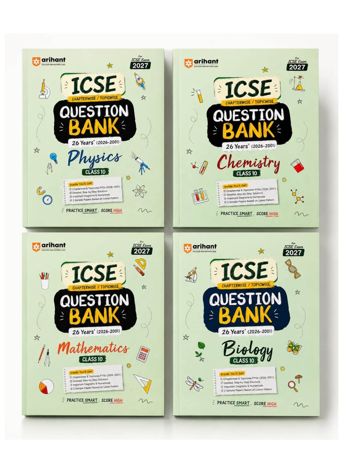 Untitled (2) Arihant ICSE Question Bank Class 10 Physics | Chemistry | Mathematics | Biology | Set of 4 Books | For 2027 Exam | 26 Years Chapterwise & Topicwise PYQs - Image 1
