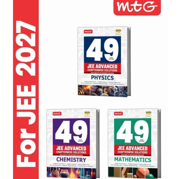 MTG 49 Years (2026-1978) JEE Advanced PYQ Physics, Chemistry & Mathematics Set Of 3 Books | For 2027 Exam | Chapter-wise Solved Papers