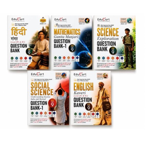 Educart Question Bank CBSE Class 9 | Set of 5 Books English | Hindi | Maths | Science | Social Sicence  2026-27 | Kaveri Level R1 | Based on New NCERT