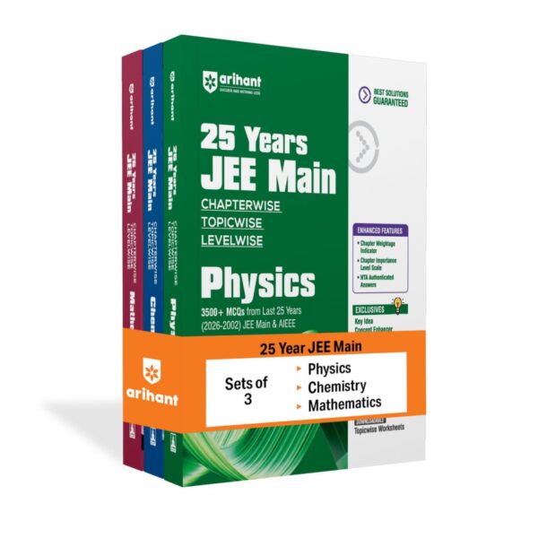Arihant 25 Years JEE Main PCM Set of 3 Books | Physics, Chemistry & Mathematics Chapterwise, Topicwise 2026 Edition