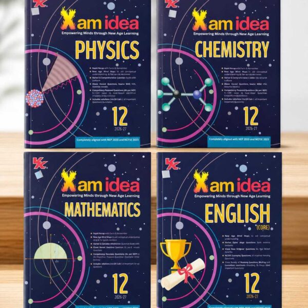 Xam Idea Class 12 | Question Bank | PCBE SET of 4 Books | Physics | Chemistry | Maths | English | For 2026-27